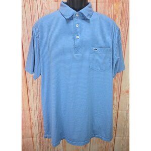 Fish Hippie Mens Blue Striped Polo Shirt XXL